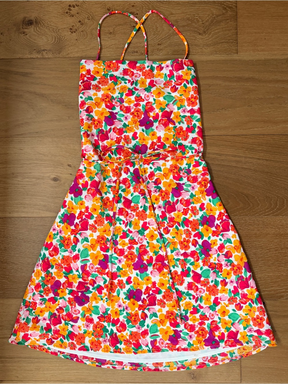 Princess Polly Tropical Floral Halter Crossback Tie Mini Dress Women's 4 EUC - Picture 1 of 8